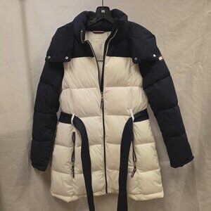 TOMMY HILFIGER TH FLEX COLORBLOCKED WOMEN'S BELTED PUFFER COAT JACKET SIZE M.